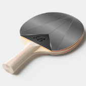 Raquette De Ping Pong Design géométrique métallique gris argenté (Devant Angle)