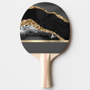 Raquette De Ping Pong Design magnifique en marbre noir et or