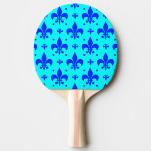Raquette De Ping Pong Design Motif Fleur de lis bleu