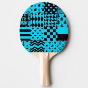 Raquette De Ping Pong Design Motif mixte en noir bleu