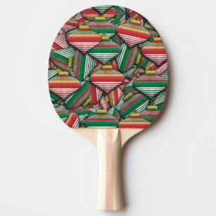 Raquette De Ping Pong Design Motif rétro rouge vert rayé
