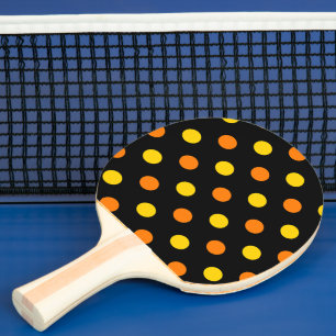 Raquette De Ping Pong Design Orange Jaune Sur Points noirs