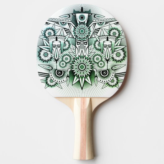 Raquette De Ping Pong Design tribal teinte verte (Devant)