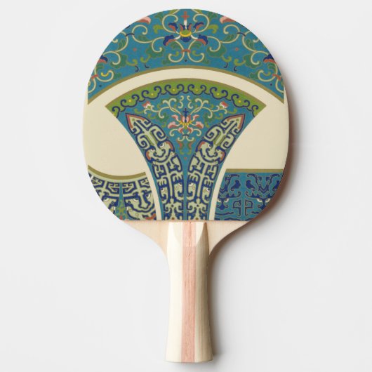 Raquette De Ping Pong Designs orientaux bleus avec facettes souriantes (Devant)