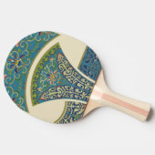 Raquette De Ping Pong Designs orientaux bleus avec facettes souriantes (Côté)