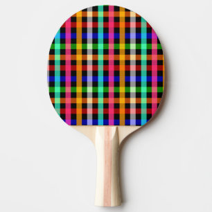 Raquette De Ping Pong Dessin à carreaux gingham coloré vibrant 