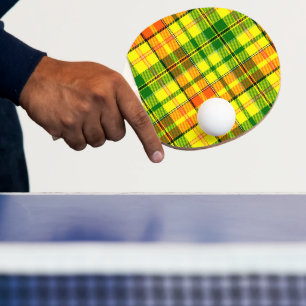 Raquette De Ping Pong Dessin à carreaux tartan jaune orange vert