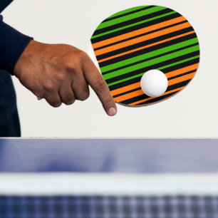 Raquette De Ping Pong Dessin à rayures verticales orange vert noir