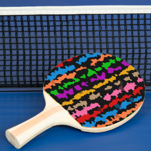 Raquette De Ping Pong Dessin abstrait irrégulier coloré noir