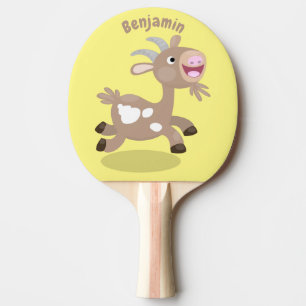 Raquette De Ping Pong Dessin animé de bouc mignon et heureux