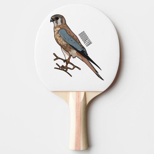 Raquette De Ping Pong dessin animé d'oiseau-kestrel américain (Devant)