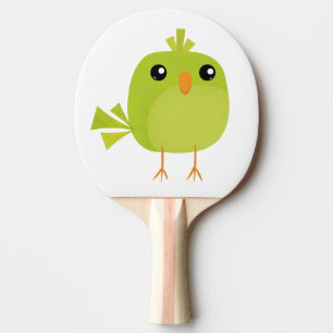 Raquette De Ping Pong Dessin animé d'oiseau vert