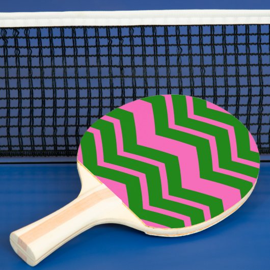 Raquette De Ping Pong Dessin chevron zigzag vert rose (Insitu)