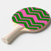 Raquette De Ping Pong Dessin chevron zigzag vert rose (Devant Angle)