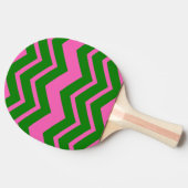 Raquette De Ping Pong Dessin chevron zigzag vert rose (Côté)