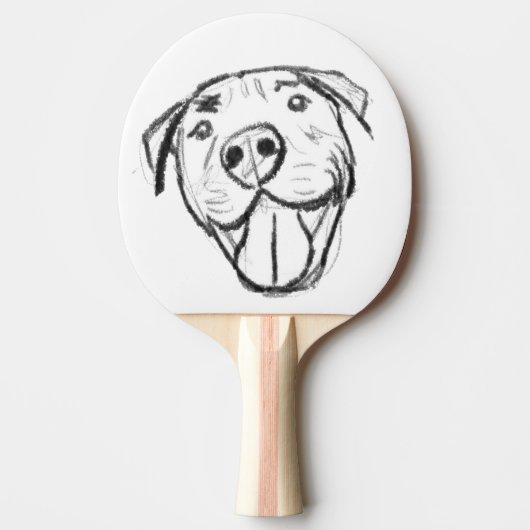 Raquette De Ping Pong dessin de bulle simple amoureux de les chiens noir (Devant)