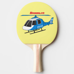 Raquette De Ping Pong Dessin d'hélicoptère du service de police mignon