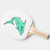 Raquette De Ping Pong dessin souriant requin menthe bleu vert océan anim (Côté)