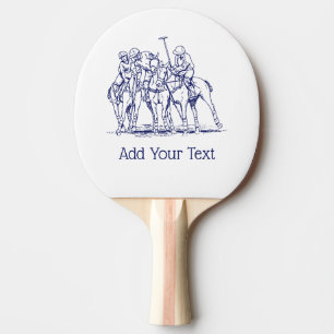 Raquette De Ping Pong Dessin stylisé vintage d'un match de polo #1 Bleu