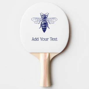Raquette De Ping Pong Dessin vintage de reine abeille en bleu