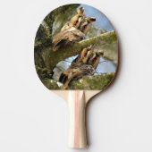 Raquette De Ping Pong Deux Chouettes dans les Bois, oiseaux, faune Ping (Dos)