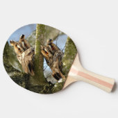 Raquette De Ping Pong Deux Chouettes dans les Bois, oiseaux, faune Ping (Côté)