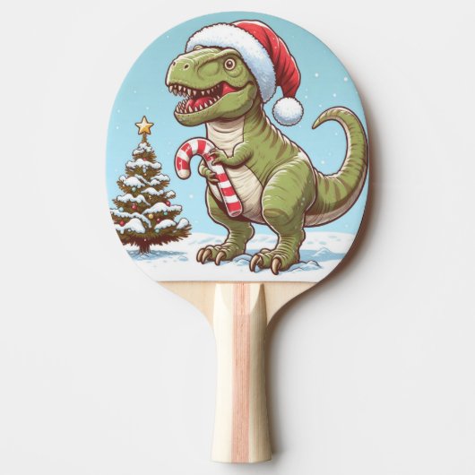 Raquette De Ping Pong Dinosaure sucre de canne de Noël mignon (Devant)