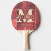Raquette De Ping Pong Distressed Barn Boards Monogram & Name Overlay (Devant)