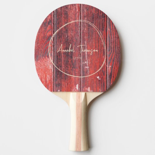 Raquette De Ping Pong Distressed Barn Boards Name in Drawn Circle  (Devant)