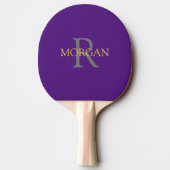 Raquette De Ping Pong do-it-yourself Monogramme et nom Gold & Grey Text, (Dos)