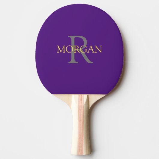 Raquette De Ping Pong do-it-yourself Monogramme et nom Gold & Grey Text, (Devant)