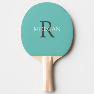 Raquette De Ping Pong do-it-yourself Monogramme et nom, Texte gris et bl