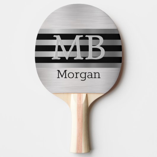 Raquette De Ping Pong do-it-yourself Monogramme/Nom Bk/Silver Stripes Br (Devant)
