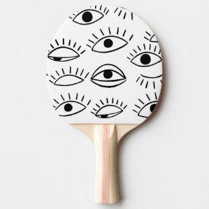 Raquette De Ping Pong Doodle eye, motif créatif sans couture.