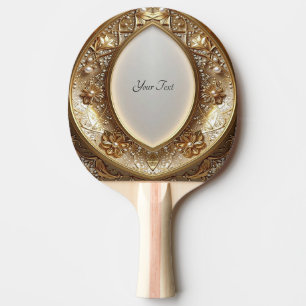 Raquette de ping pong dorée ornée