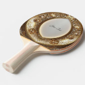 Raquette de ping pong dorée ornée (Devant Angle)