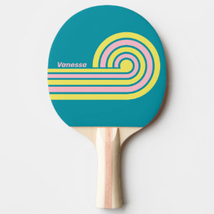 Raquette De Ping Pong Douce Boucle de Rayures de Baiser de Mer avec Nom