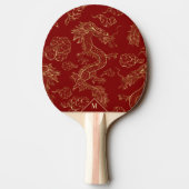 Raquette De Ping Pong Dragon chinois or et rouge foncé (Dos)