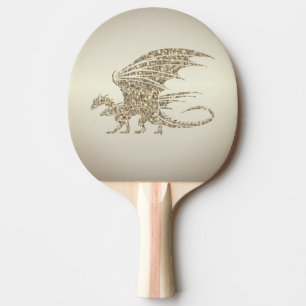 Raquette De Ping Pong Dragon de mosaïque Extraordinaire Golden