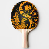 Raquette De Ping Pong Dragon jaune et noir Phoenix Yin Yang (Dos)