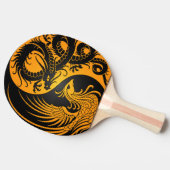 Raquette De Ping Pong Dragon jaune et noir Phoenix Yin Yang (Côté)