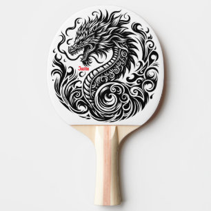 Raquette De Ping Pong Dragon noir et blanc personnalisé