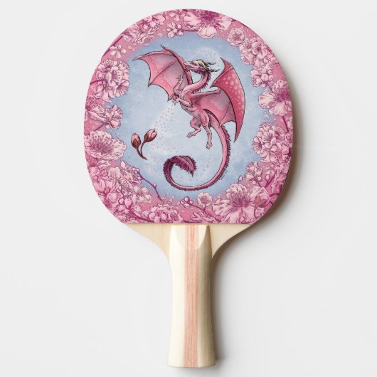 Raquette De Ping Pong Dragon rose du printemps Nature Imaginaire Art (Devant)