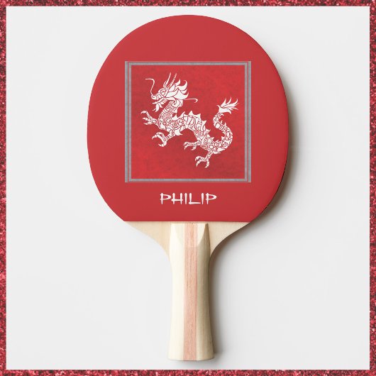 Raquette De Ping Pong Dragon rouge et blanc