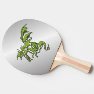 Raquette De Ping Pong Dragon vert sur argent