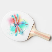 Raquette De Ping Pong Dragonfly rouge sur l'arrière - plan aquarelle (Côté)