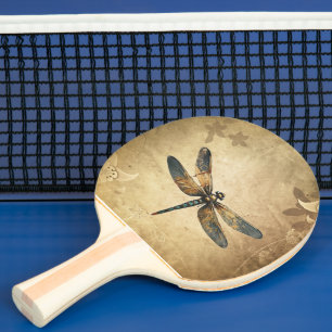 Raquette De Ping Pong Dragonfly vintage avec nom personnalisé/monogramme