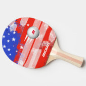 Raquette De Ping Pong drapeau américain avec balle & nom, cool (Côté)