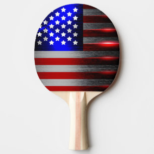 Raquette De Ping Pong Drapeau américain coupé par laser 1 de tranchant