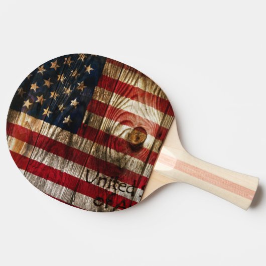 Raquette De Ping Pong Drapeau américain dans le bord en bois (Côté)